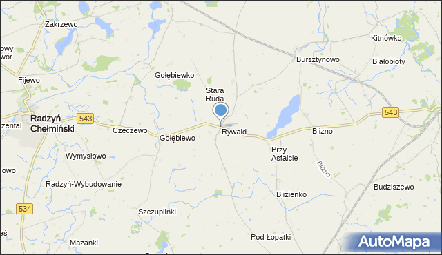 mapa Rywałd, Rywałd gmina Radzyń Chełmiński na mapie Targeo